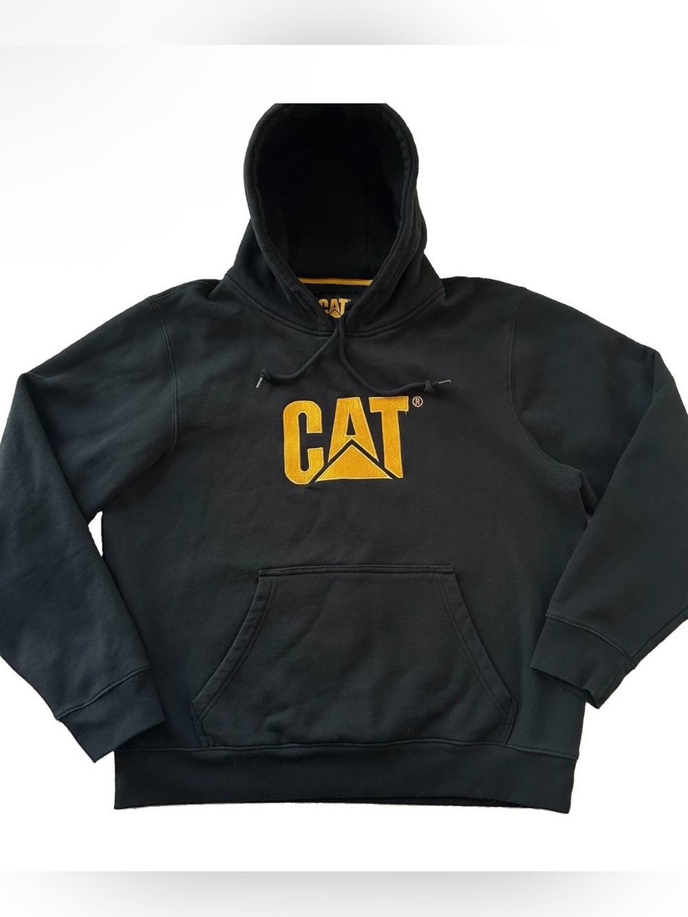 CAT Caterpillar Men's Pull Over Hoodie Black-XL Graphic Print Workwear Gorpcore
